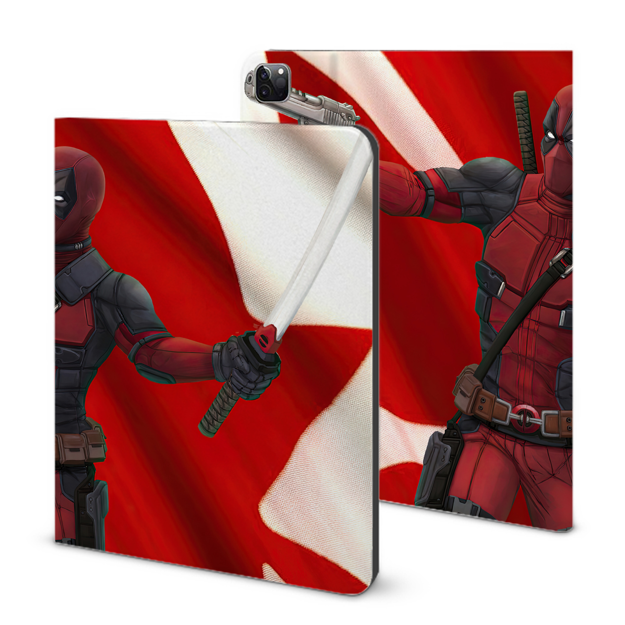 （画像用） Deadpool デッドプール IPad ケース ブック型 PUレザー TPU 耐衝撃 軽量 薄型 ペン収納なし 全面保護 IPad 各モデル対応